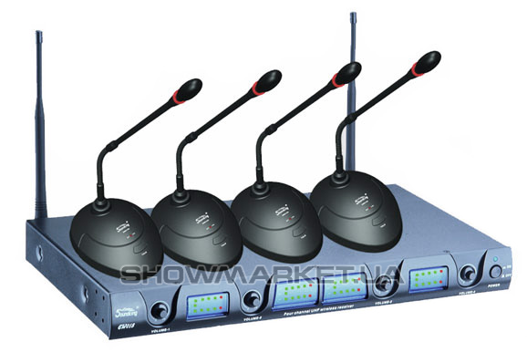 Фото Чотирьохканальна UHF радіосистема з 4-ма настільними мікрофонами на гусячої шийці SOUNDKING EW018 D L