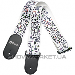 Гитарный ремень - DIMARZIO DD3142 STEVE VAI w/Leather Ends Art (White)
