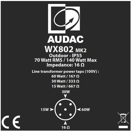 Фото Настінна акустична система Audac WX802MK2/OB L