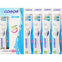 Зубна щітка Cobor New soft з гумовим рівнем пучків щетини E-801