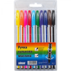 Набір масляних ручок AIHAO 10 кольорів 0,7мм НР-563-10