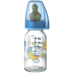Бутылка стеклянная антиколиковая с соской 125мл S 35010