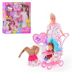 Кукла с одеждой беременная 30 см. (ребенок, аксессуары, коляска, собака), DEFA 8049