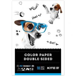 Папір кольоровий А5 10 аркушів двосторонній Dogs Kite K22-293