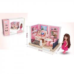 Игровой набор комната с игрушечной мебелью и куклой Diy 686-001