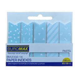 Індекси паперові 5 кол. по 20 шт., 65*18 мм Pastel Блакитний Buromax BM.2332-14