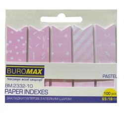 Індекси паперові 5 кол. по 20 шт., 65*18 мм Pastel Рожевий Buromax BM.2332-10