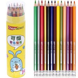Набір олівців кольорових кількість кольорів 24 Color-IT з гумкою в тубусі 6003
