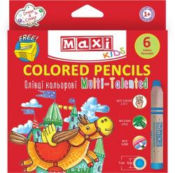 Олівці кольорові 6 кольорів з чинкою  Multi-Talented  MAXI МХ15171