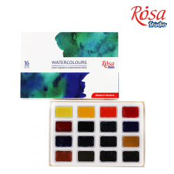 Набір художніх акварельних фарб 16 кольорів  кювета картон ROSA Studio 340204