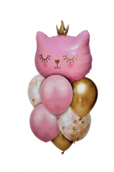 Набір кульок латексних і фольгованих Кішка рожева 7 штук 33688