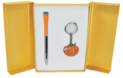 Набір подарунковий ручка кулькова + брелок помаранчевий LANGRES Apple LS.122024-11
