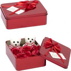 Набір подарунковий Ведмедик з трояндочками в квадратній коробочці 8771
