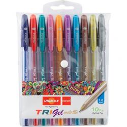 Набір гелевих ручок 10 кольорів Trigel Metallic Unimax UX-141