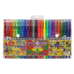 Набір гелевих ручок 24 кольорів Glitter+Neon+Metallic УМКА ГР54