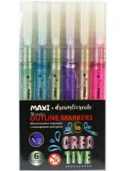 Набір маркерів металізованих з кольоровим контуром 6шт. Maxi MX15246