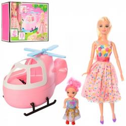 Игровой набор кукла шарнирная с дочерью и вертолетом  Bellina  Bambi 68126