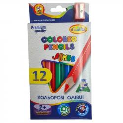 Олівці кольорові 12 кольорів трикутні + точилка  JUMBO  CLASS 1812C