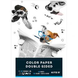 Папір кольоровий А4 12 аркушів 10 кольорів + золото і срібло двосторонній Dogs Kite K22-287