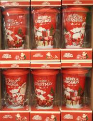Чашка керамічна Санта Клаус з ялинкою 420 мл з силіконовою кришкою QF-725-B