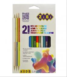 Олівці кольорові  21 колір  (15 стандарт + 3 двосторонні) ZIBI  ZB.2441
