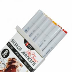 Набір скетч-маркерів 6 штук SANTI Skin Tones спиртові професійні для художника 390568