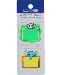 Індекси пластикові 2 кольори по 40 шт., 40*45 мм Fun Panda & Elephant Economix E20966-01