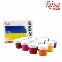 Набір акрилових фарб 12 кольорів 10мл Ukraine  ROSA START 322111009