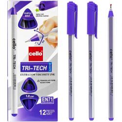 Ручка масляна фіолетова 1мм Cello TRI-TECH CL1003-12