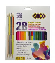 Олівці кольорові ZIBI 28 кольорів (12 стандарт + 4 двосторонні) ZIBI ZB.2442