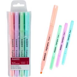 Набір маркерів текстових 4 штуки 2-4 мм клиноподібних пастельних відтінків Pastel Highlighter Axent 533-40-A