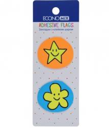 Індекси пластикові 2 кольори по 20 шт., 40*35 мм  Fun Flower & Star  Economix Е20969-02