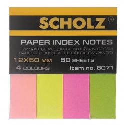 Індекси паперові з клейким шаром SCHOLZ неон 4 кольори 50 аркушів