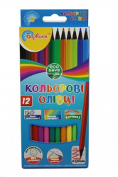Олівці кольорові 12 кольорів пластикові ECO Барвінок 5-202-6