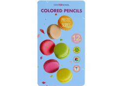 Олівці кольорові 12 кольорів в металевому пеналі Pastel CF15188