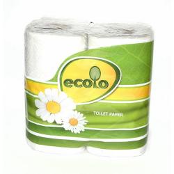Папір туалетний двошаровий білий 4 штуки EСOLO