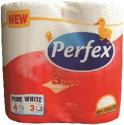 Папір туалетний тришаровий білий 4 штуки PERFEX 5477
