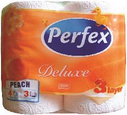 Папір туалетний тришаровий білий 4 штуки Персик PERFEX DELUXE 5101