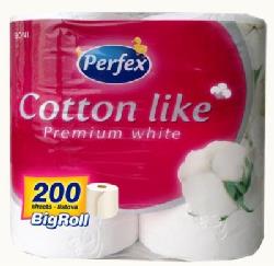 Папір туалетний тришаровий білий 4 штуки PERFEX COTTON PREMIUM WHITE 7329