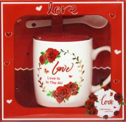 Подарочный набор  Love  чашка с ложкой 1573