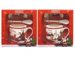 Подарунковий набір  Merry Christmas  чашка з кришкою та ложкою НК-1255