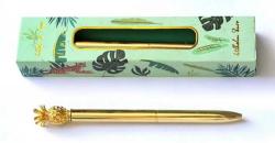 Ручка подарочная шариковая металлическая золотая Wild Ананас WB120