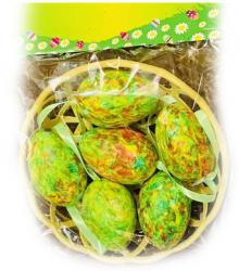Виріб декоративний Пасхальні яйця підвіска в кошику 6 штук MA22-41