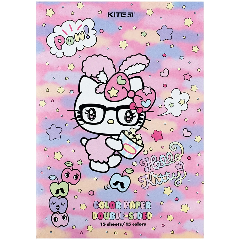 Папір кольоровий А4 15 аркушів 15 кольорів двосторонній Hello Kitty Kite HK24-250