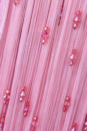 Шторы нити Стеклярус розовый с тройными биконусными розовыми камнями № 5