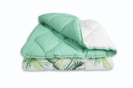 Комплект Одеяло  WASHED COTTON  150*210 см Тропик зелёный (комбинированный) (350 г/м2) + Подушка 50*70 см
