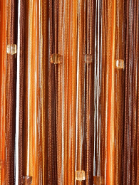 Шторы нити Радуга Стеклярус оранжевый шоколад и коричневый с квадратным бежевым и янтарным камнем № 127