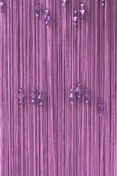 Фото Шторы нити Стеклярус сиреневый с тройными биконусными сиреневыми камнями № 12