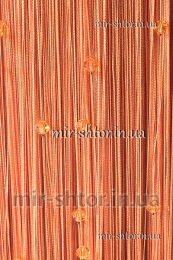 Шторы нити Стеклярус однотонные оранжевые с круглым оранжевым камнем № 3