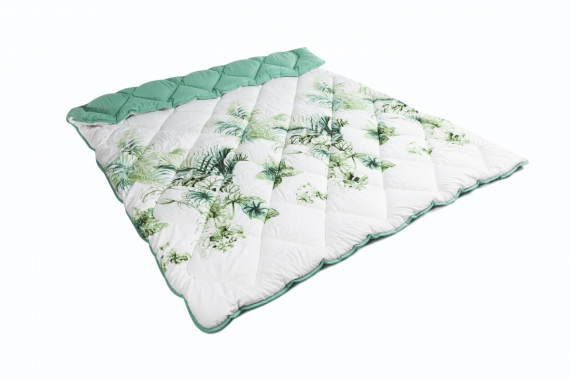 Фото Комплект Одеяло  WASHED COTTON  150*210 см Тропик зелёный (комбинированный) (350 г/м2) + Подушка 50*70 см